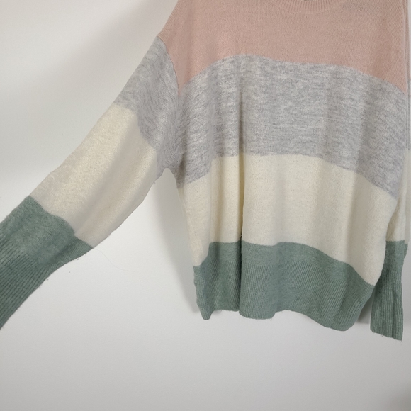 H&M Fine-Knit Sweater Sage Green Colorblock - Picture 3 of 8